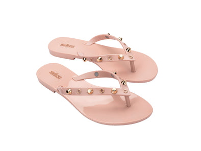 Melissa Harmonic II Studded Pink Flat Flip Flops For Women