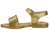 Golden glitter buckle sandals for girls, stylish and comfortable footwear perfect for parties and casual outings.