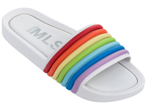 Melissa 3DB Rainbow white Unisex Beach Slide – Comfortable and stylish beachwear sandals for men and women.