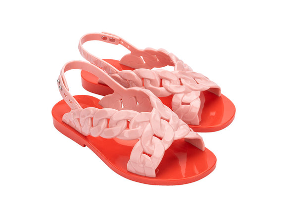 Melissa Brace Flat Red Sandal for Women – Bold and stylish flat red sandal, perfect for casual outings, summer wear, and everyday comfort.