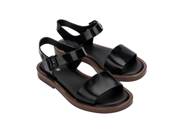 Melissa Mar Sandal II everyday flat black brown sandal for women with stylish dual-tone straps and comfortable design