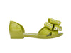 Melissa Seduction VI Flat Green Slip-On with Oversized Bow – Elegant and comfortable women's flat shoes featuring a statement bow detail, perfect for casual and dressy looks.