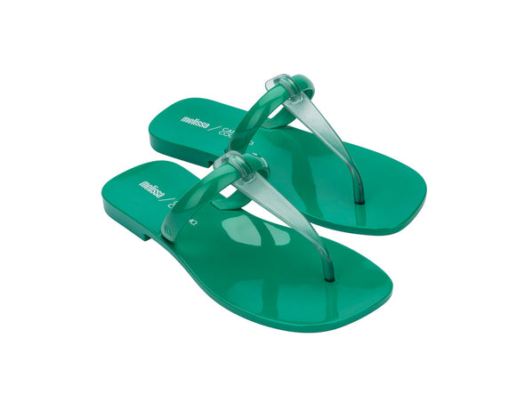Melissa T-Bar Strap Camila Coutinho Flat Green Flip Flops for Women – Stylish and Comfortable Summer Footwear