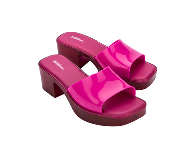 pink block heel slides