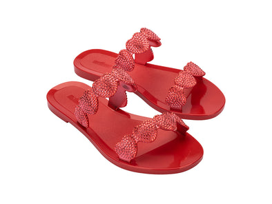 red flat sandals