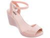 Melissa Blanca Ankle Strap Peep Toe Wedges Heel Light Pink Sandal for Women – Stylish and comfortable wedge sandals with an elegant ankle strap and peep-toe design. Perfect for casual and dressy occasions.