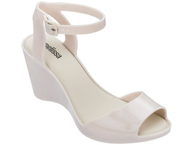 Melissa Blanca Ankle Strap Peep Toe Wedges Heel White Sandal for Women – Elegant and comfortable wedge sandals with a peep-toe design and secure ankle strap, perfect for casual and dressy occasions.