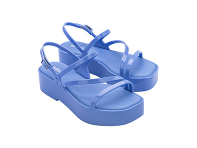 Melissa Essential classy platform strappy blue sandal for women – stylish elevated summer footwear with comfort and modern design