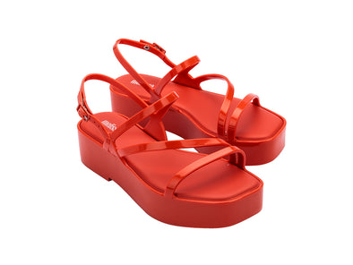 Melissa Essential classy platform strappy red sandal for women – bold stylish footwear with comfort and modern elevated design for parties and summer wear