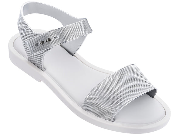 Melissa Mar Chrome AD Silver Flat Sandal for Women - Elegant and Comfortable Metallic Sandals