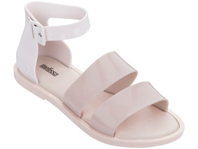 Melissa Model Flat Strappy Beige Sandal with lightweight construction and comfortable sole.