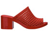 Melissa Mule II Jason Wu Block Heel Red Slide – Elegant and stylish women's slip-on sandal featuring a woven texture and chic block heel design.