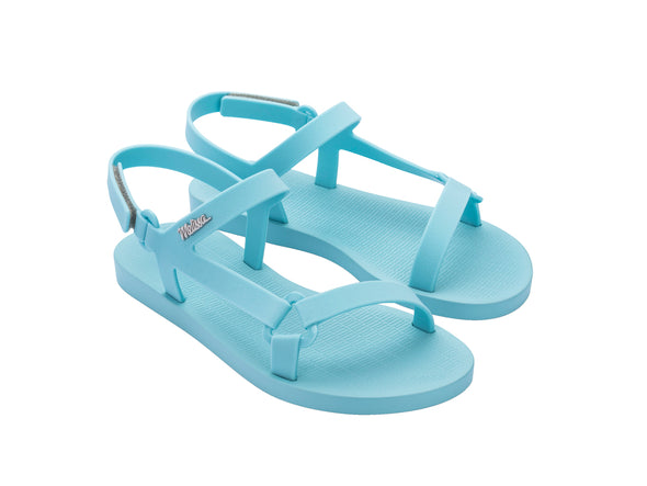 Melissa Sun Downtown flat light blue sandal for women – trendy casual summer footwear
