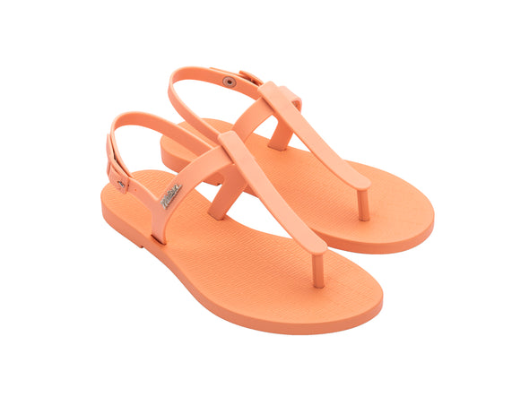 Melissa Sun T-Strap Flat Buckle Orange Flip Flop Sandal for Women – trendy summer flat footwear