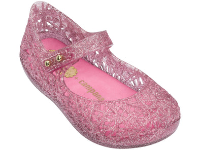 Mini Melissa Campana Zig Zag Flat Pink Ballerinas for Babies – soft, lightweight, and comfortable baby girl shoes with a stylish zig-zag design.