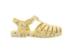 Mini Melissa Possession Floral Printed Yellow Sandals for Kids – Trendy and comfortable jelly sandals with a vibrant floral print, perfect for everyday wear.