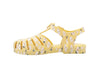 Mini Melissa Possession Floral Printed Yellow Sandals for Kids – Trendy and comfortable jelly sandals with a vibrant floral print, perfect for everyday wear.