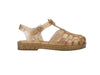 Mini Melissa Possession Shiny Gold Glitter Sandals for Girls – Stylish and comfortable jelly sandals with a sparkling gold finish, perfect for casual and party wear.