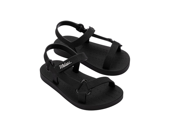 Mini Melissa Sun Downtown Black Flat Sandals for Baby â€“ Stylish and Comfortable Footwear for Little Feet